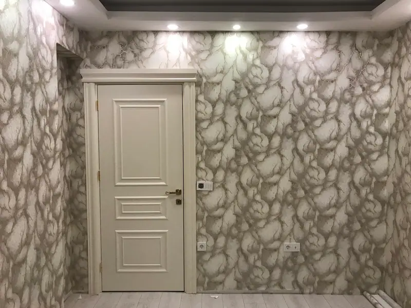 Bej taş dokulu salon duvar kağıdı — Buğra Dizayn