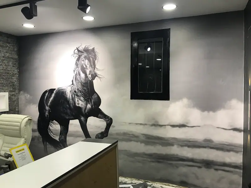 Spor salonunda at figürlü duvar posteri — Buğra Dizayn
